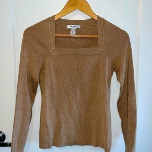 WHBM Tan Square Neck Sweater